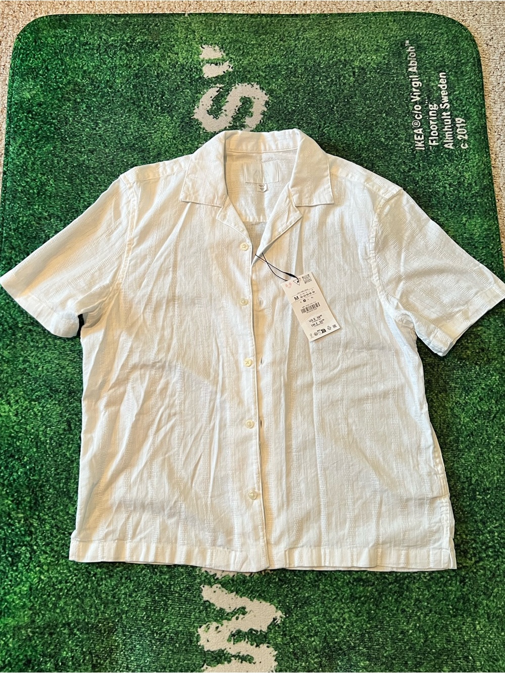 Zara Men’s White Short-Sleeve Casual Button-Down Shirt Size Medium